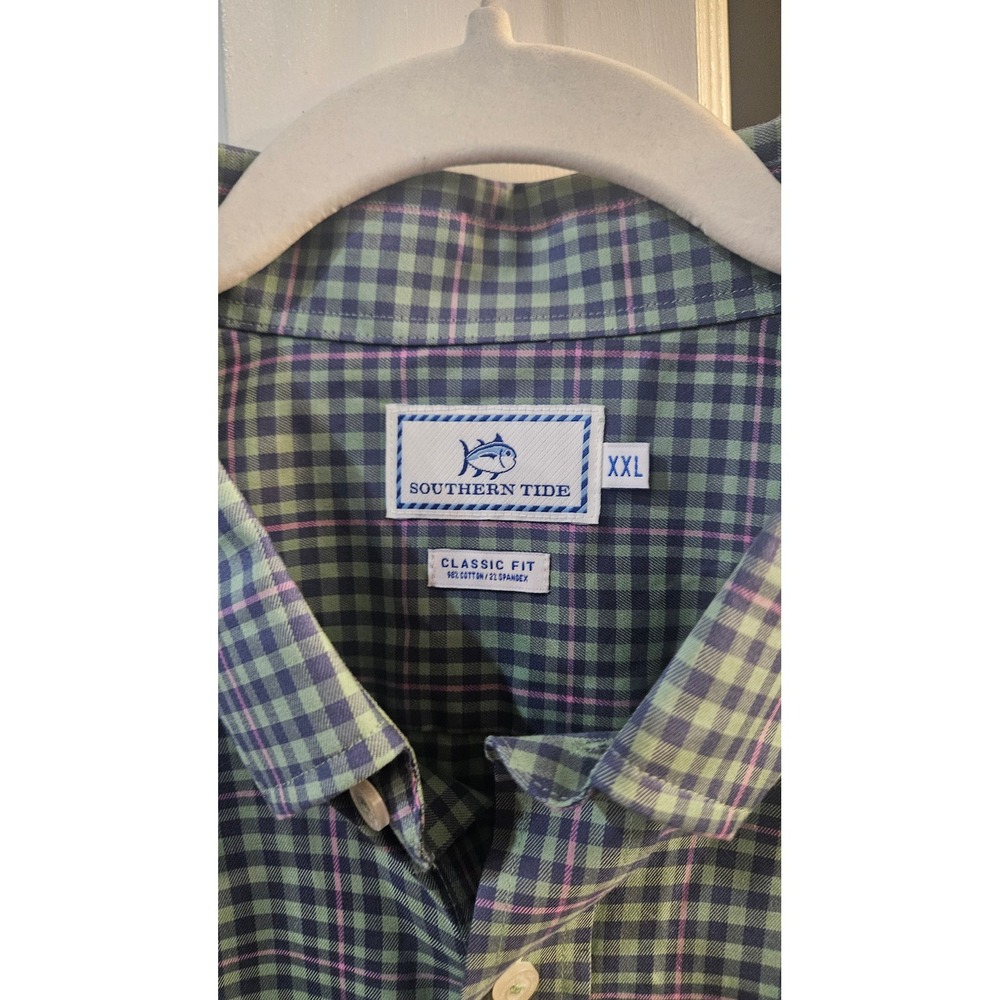 NWT Southern Tide Mens XXL Bay Leaf Green Plaid Classic Fit Button Down Shirt